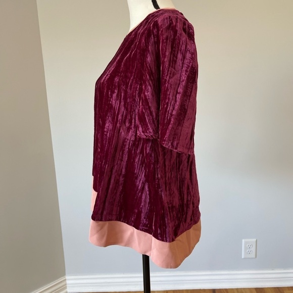 Anthropologie Maeve Velvet Swing Tee blouse size medium berry - Picture 6 of 12